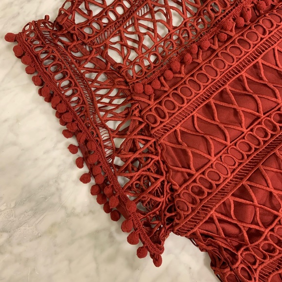 🎉HP🎉Tularosa Lace Pom Pom Sleeve Mini Dress - Picture 5 of 7